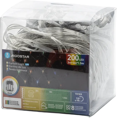 Tira Luces Led Navidad con Pila Varios Colores 3 mt x 1,5mt